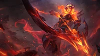 Ashe Infernal: Poder Ardiente Desatado en el Arte Splash de League of Legends