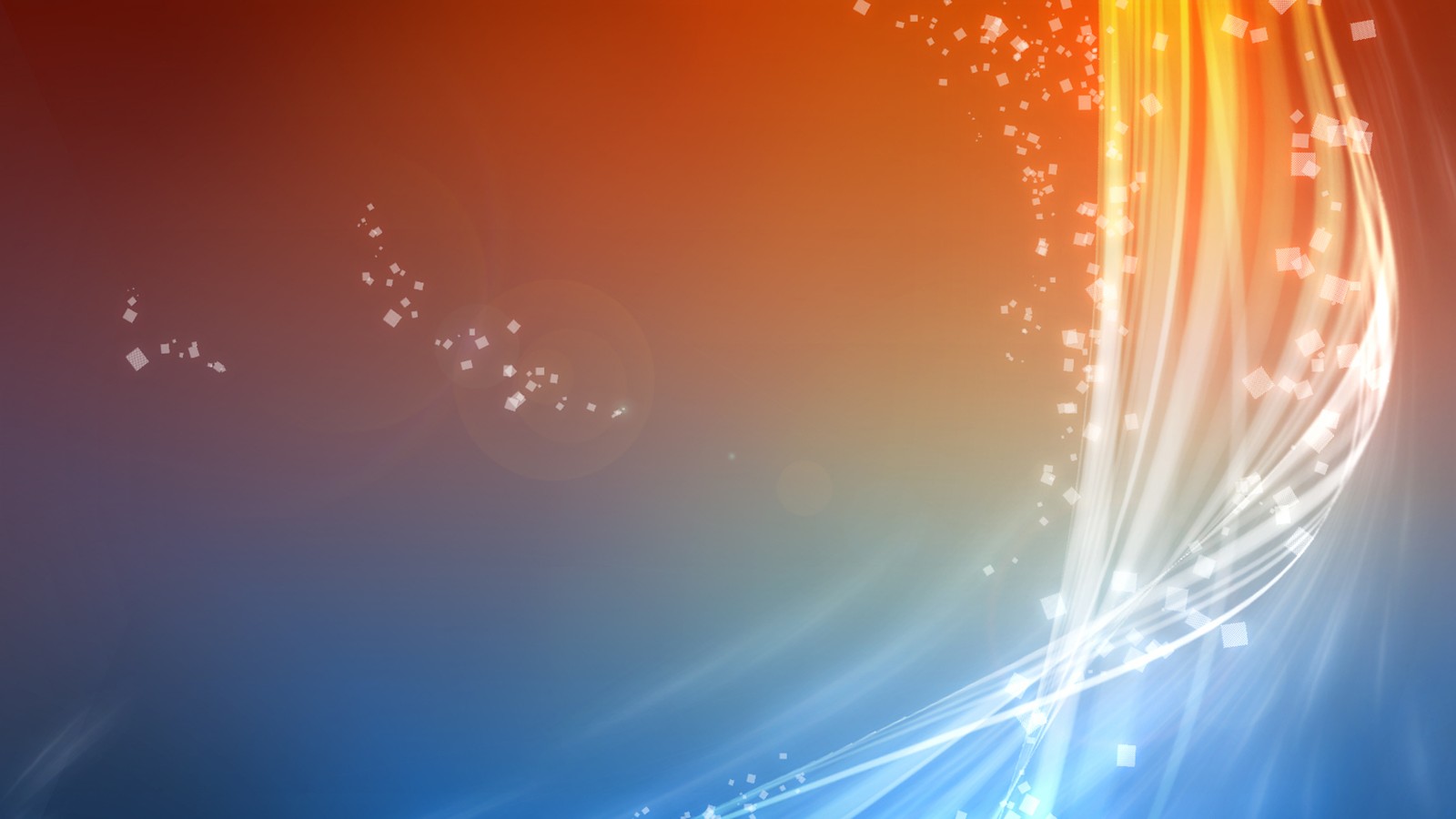 Brightly colored abstract background with stars and swirls (blue, orange, red, light, line)