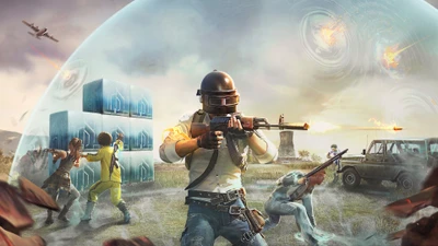 Интенсивная битва в PUBG Mobile: Игроки сражаются под огнем