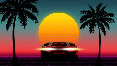 Outrun Приключение: Синтвейв Путешествие Под Неоновым Закатом