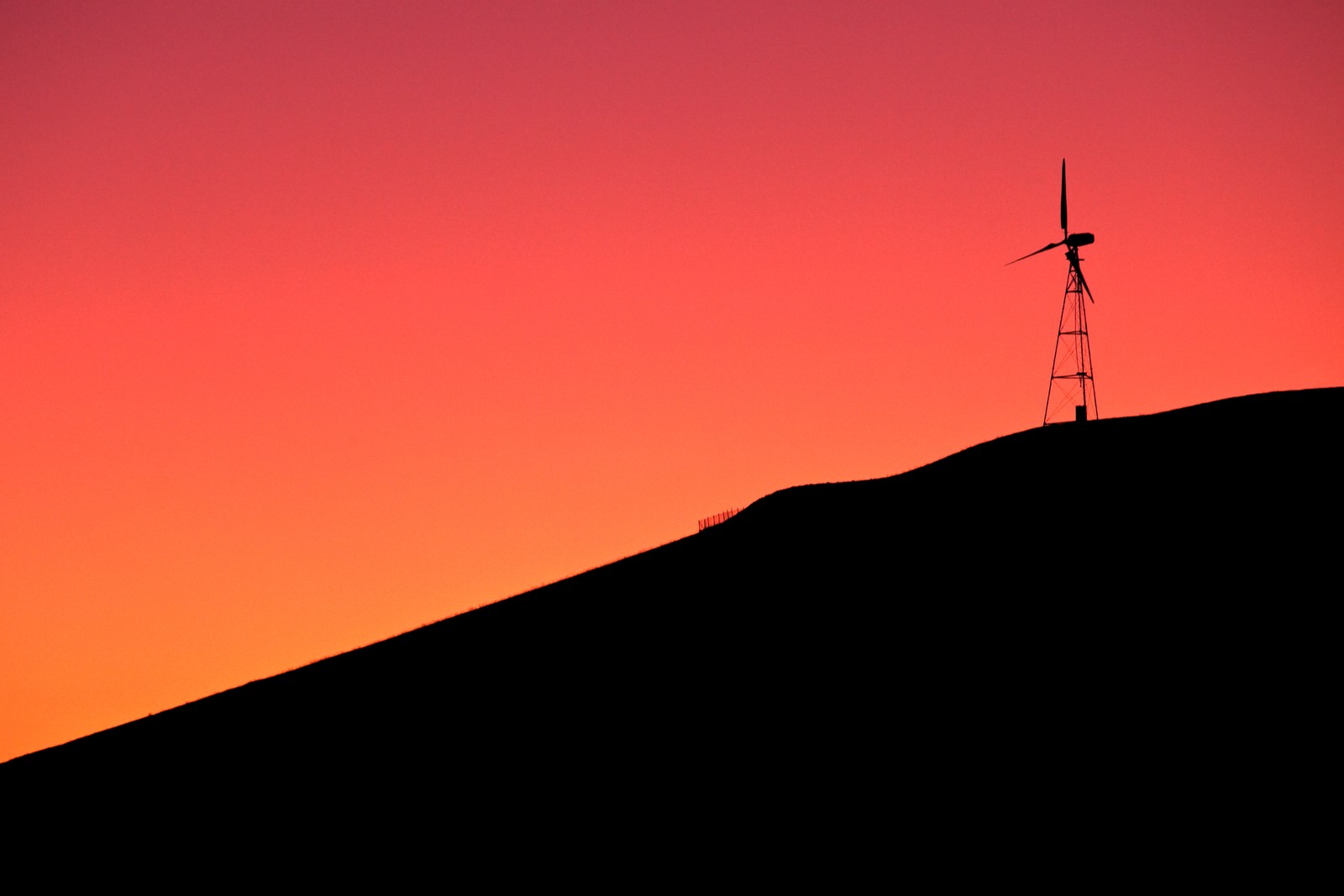 windmill, sunrise, silhouette, orange sky, dawn wallpaper