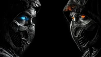 sub zero, scorpion, mortal kombat, 5k, black background wallpaper