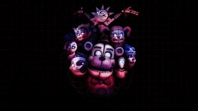 Esthétique sombre des animatroniques FNAF en fond d'écran 4K