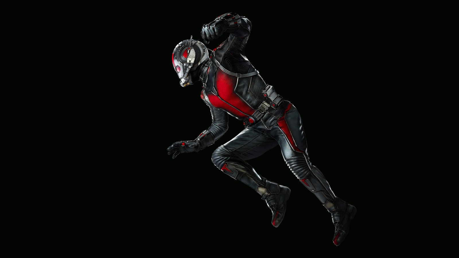 Un primer plano de una persona en traje volando por el aire (ant man, 8k, amoled, 5k, superhéroes de marvel)