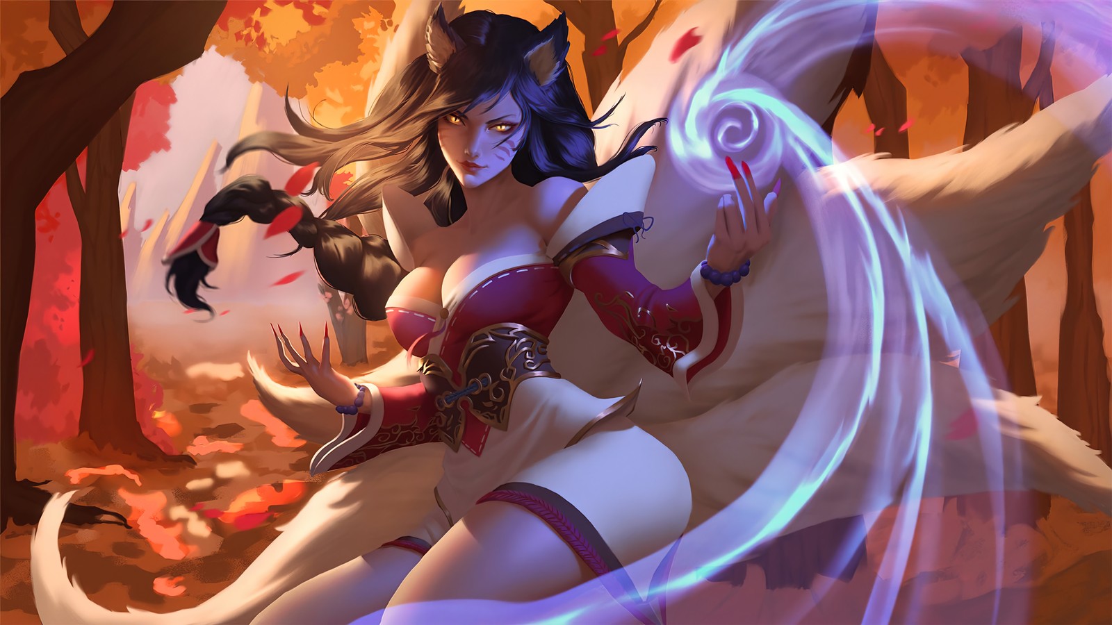 Скачать обои ахри, ahri, орб, league of legends, lol