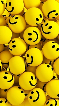 Bright Yellow Smiley Balls Wallpaper