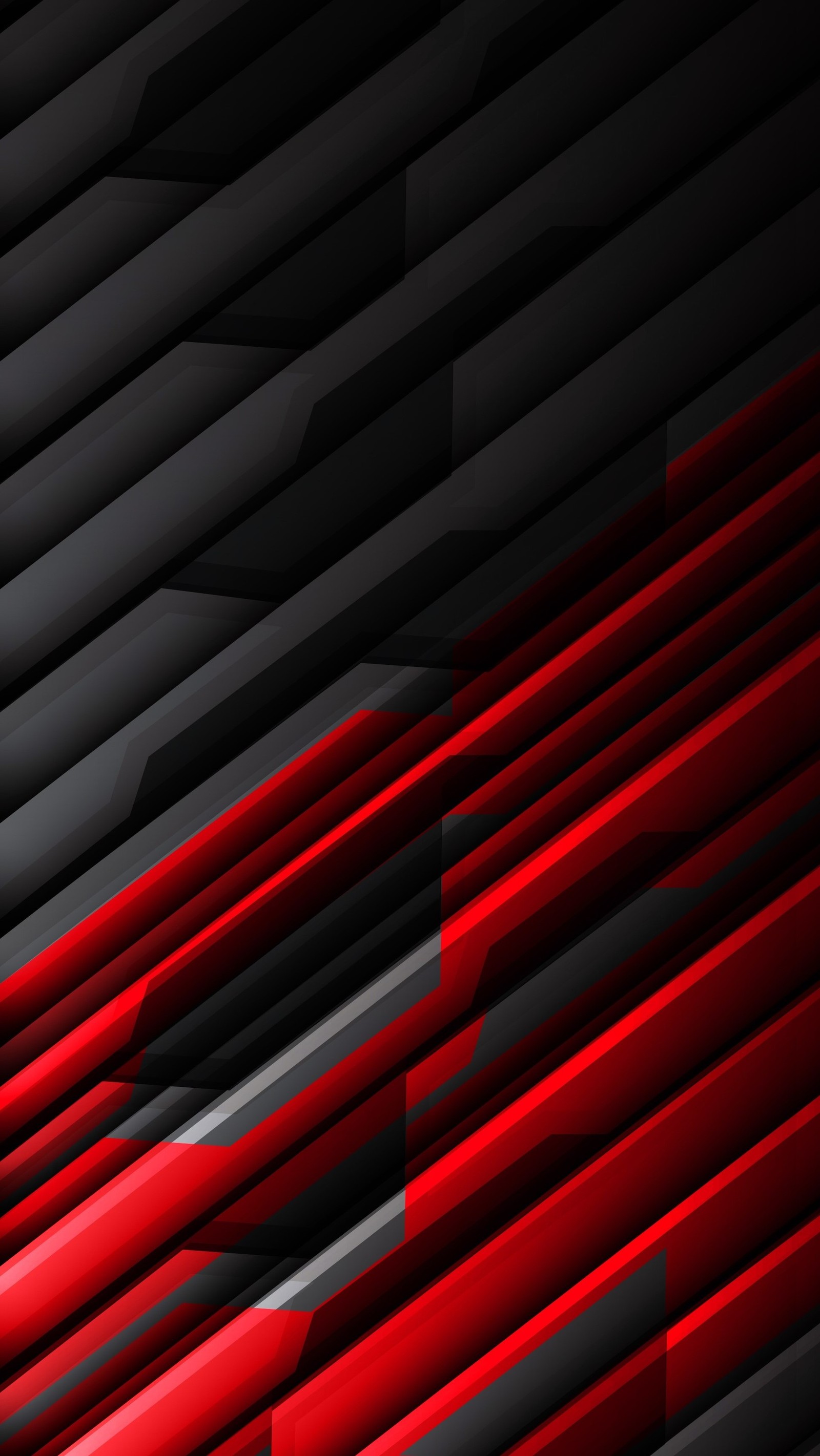 There is a red and black abstract background with a red and black stripe (3d, abstract, bicolored, black, dark)