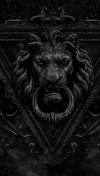 dark, door, lion