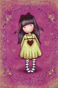 Whimsical Girl in Green Dress with Heart and Bow