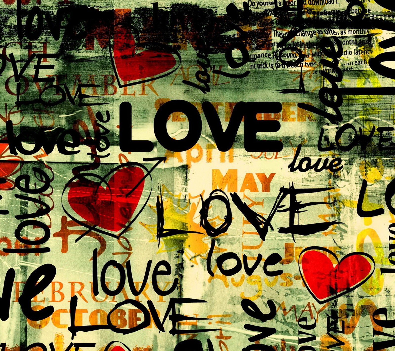 Graffiti on a wall with a lot of different types of love (2160x1920, hd wallpaper, samsung galaxy s4)