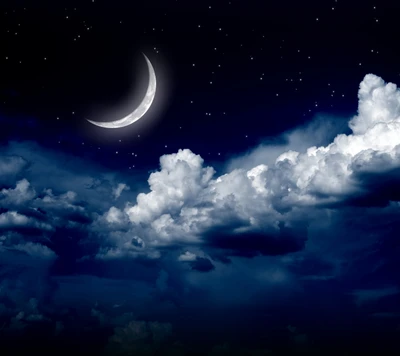 nuage, lune, nuit, ciel