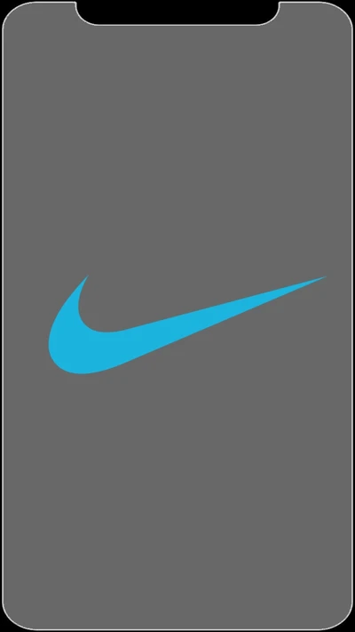 Logotipo da Nike em um fundo cinza com um swoosh azul vibrante.