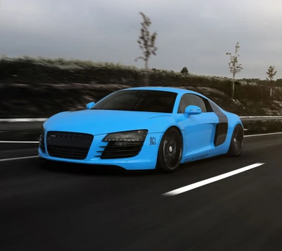 audi, blau, r8, superauto