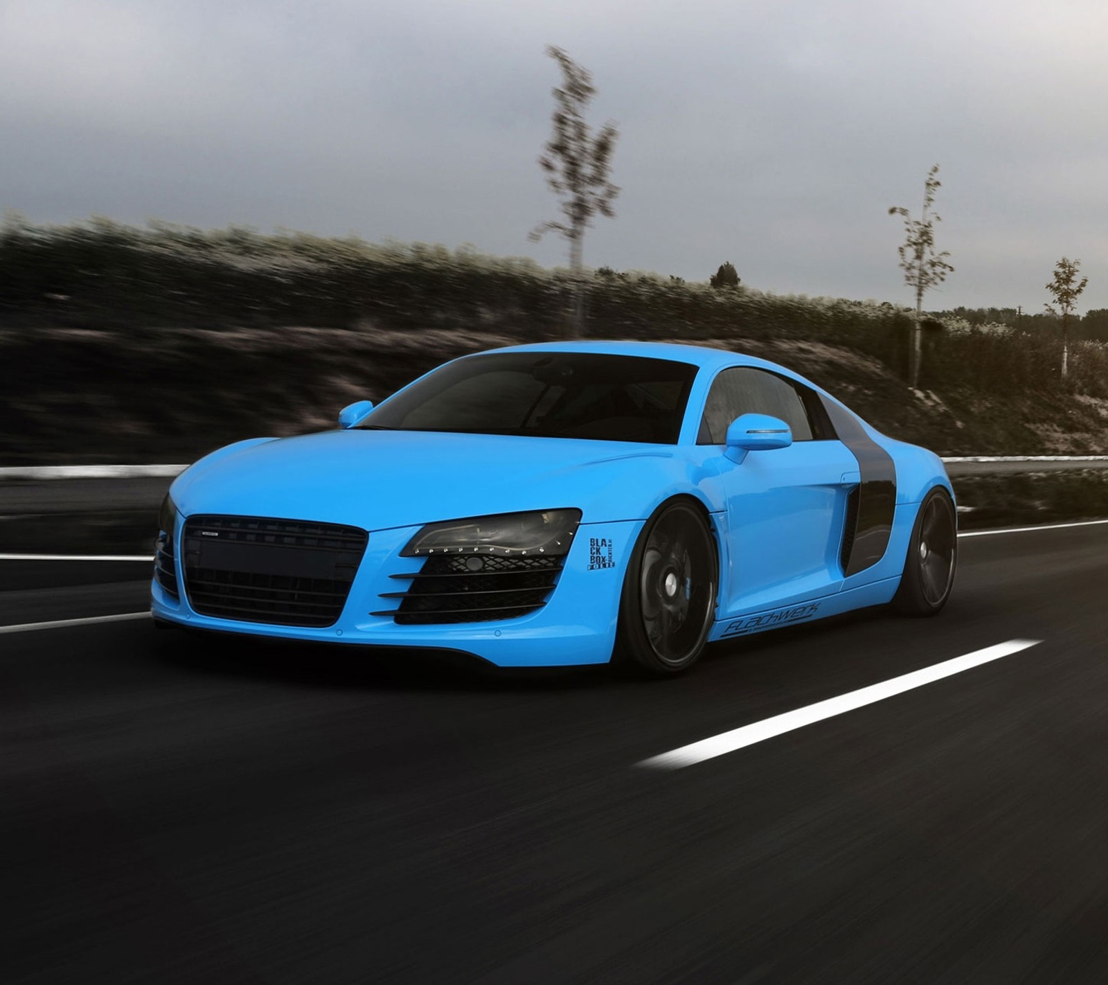 Descargar fondo de pantalla audi, azul, r8, supercoche