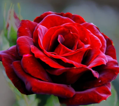 Vibrant Red Rose in Full Bloom