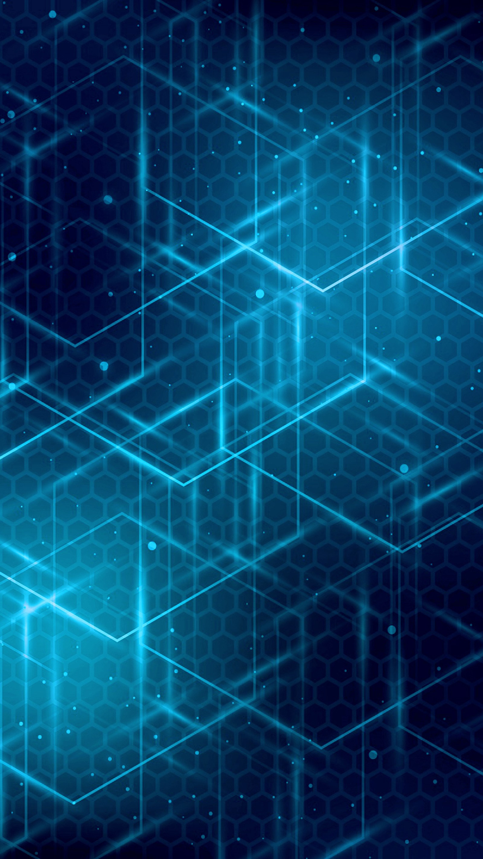 A close up of a blue background with a lot of hexagons (abstract, blue)