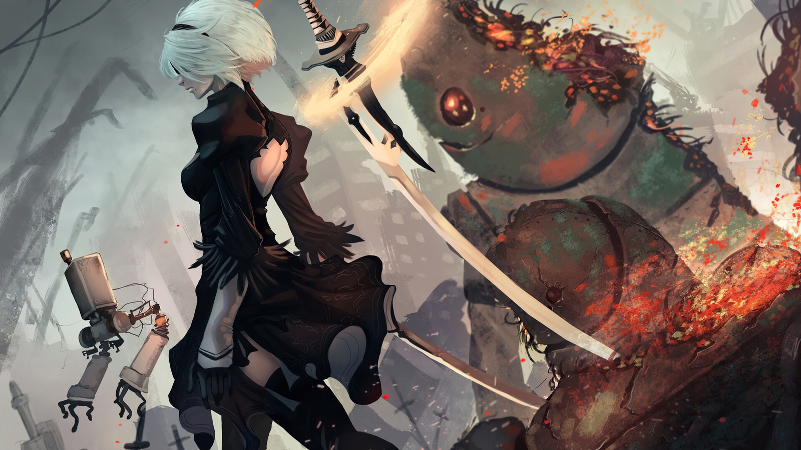 Descargar fondo de pantalla yorha 2b, yorha no 2 tipo b, yorha no 2 type b, nier automata, videojuego