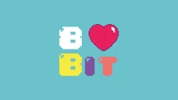 Retro Pixel Art: 8-Bit Love on Pastel Cyan Background