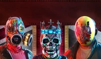 Vibrant Characters in Ded Coronet Masks from Watch Dogs: Legion