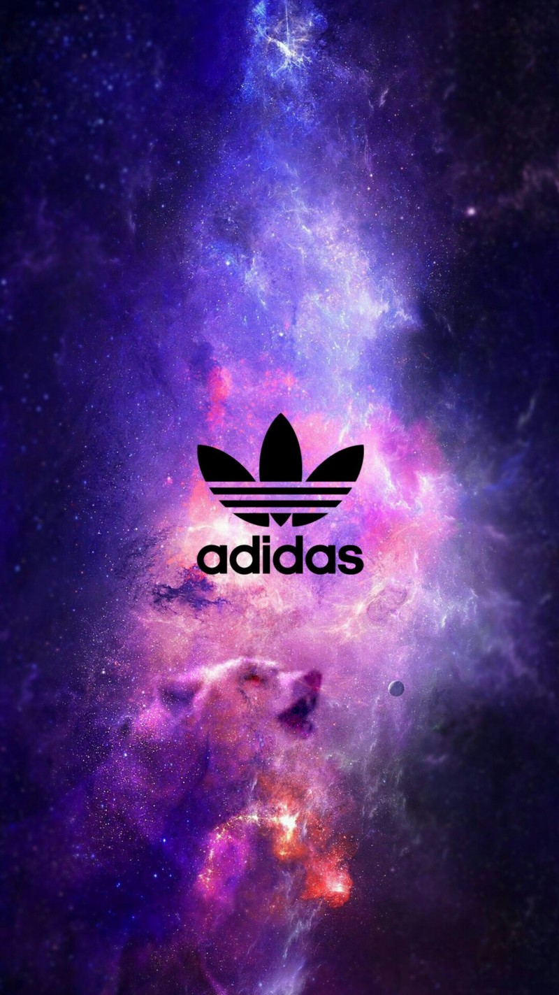 Логотип adidas на фоне галактики (бренды, собака, галактика, выйти на волю, космос)