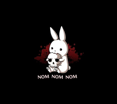 Evil Bunny Feasting on a Skull