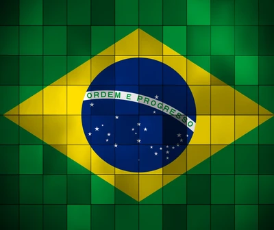 Bandeira brasileira com fundo verde e amarelo