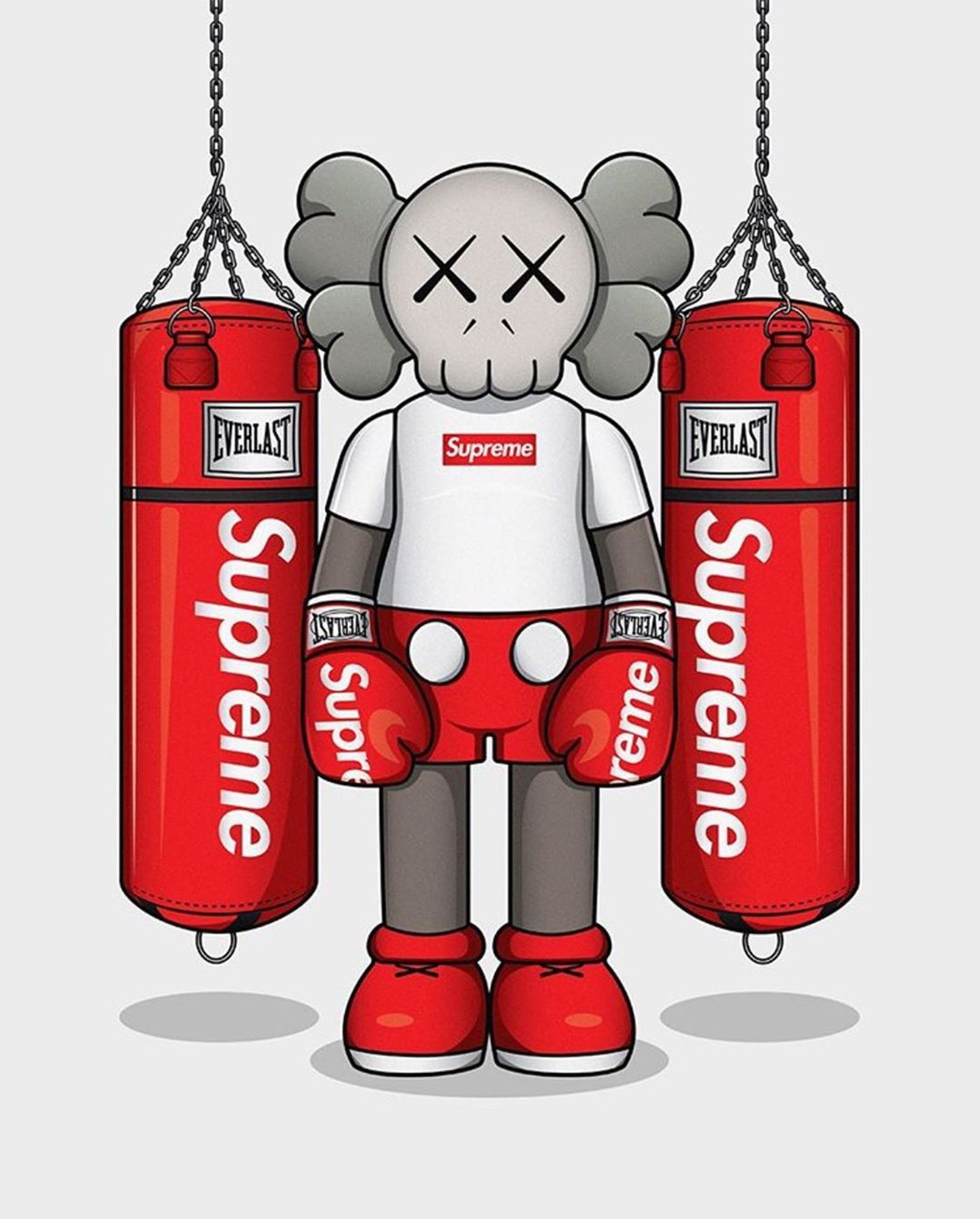 Скачать обои искусство, бокс, кауc, kaws, supreme