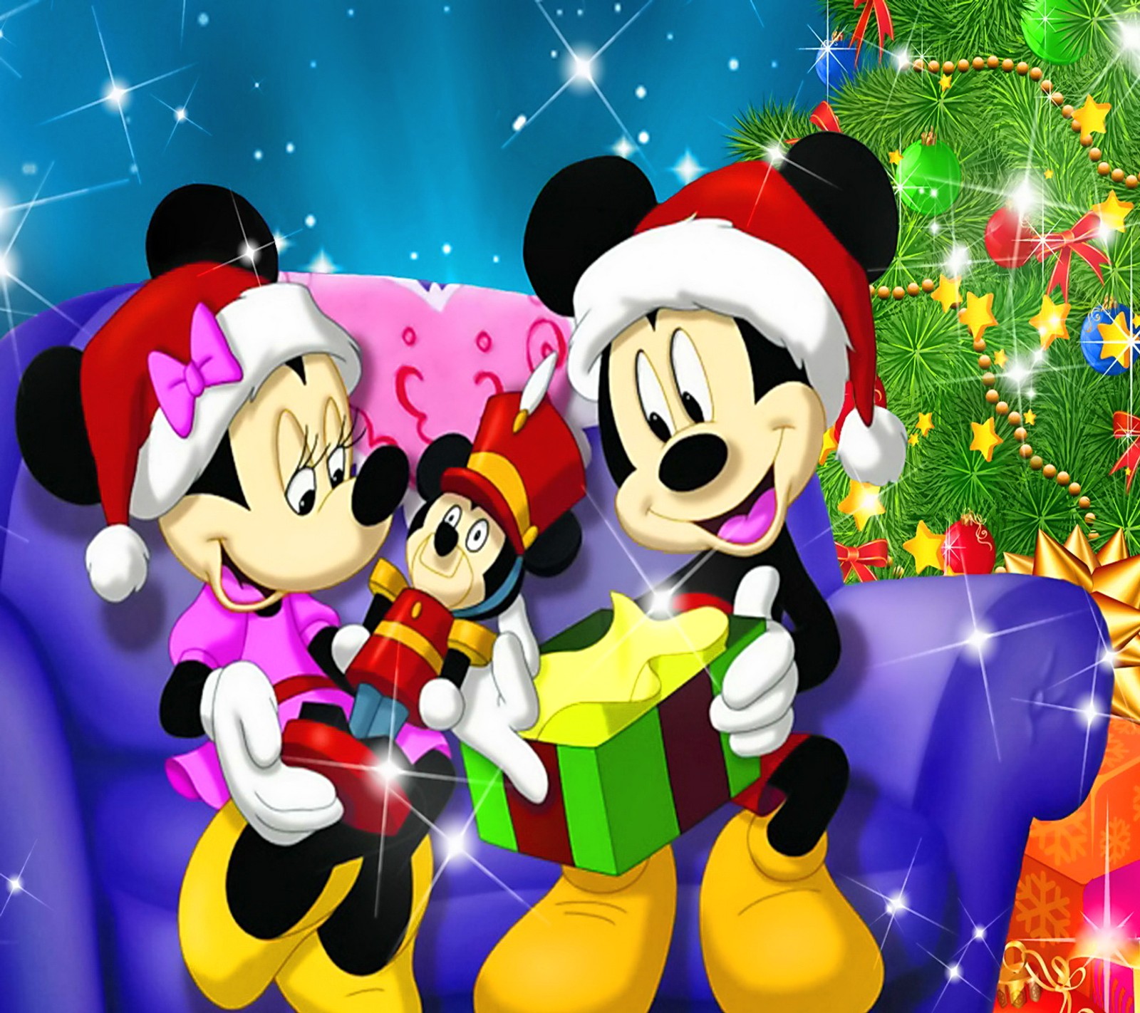 Mickey and minnie mouse christmas wallpaper (christmas, mickey, minnie, mouse)