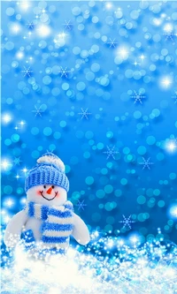 abstract, blue winter, christmas snowman