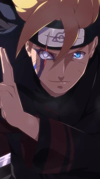 Dynamic Anime Wallpaper Featuring a Confident Character with Striking Blue and Red Eyes