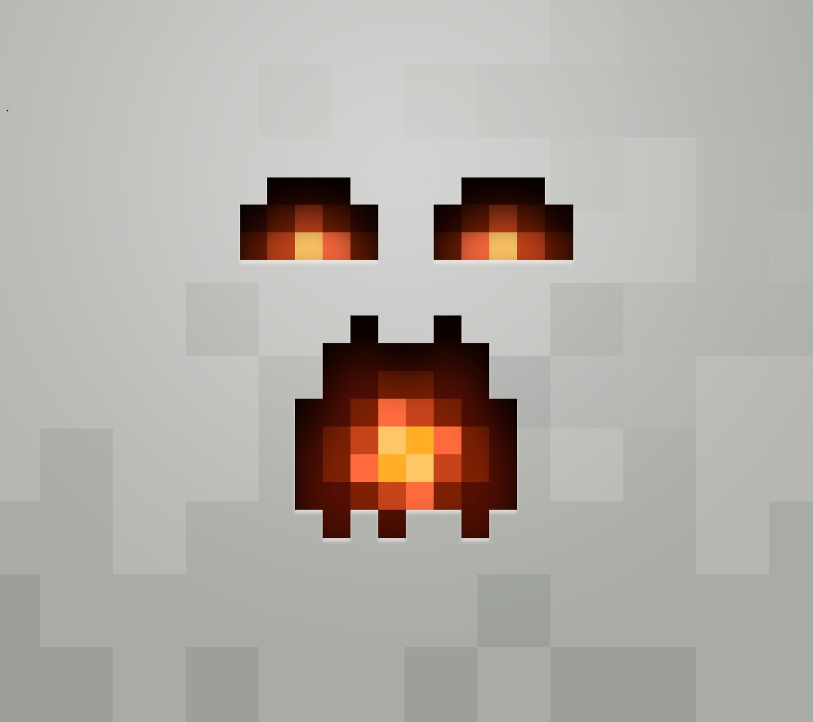 Un primer plano de un rostro pixelado con una luz roja sobre él (llama, juego, ligh, minecraft)