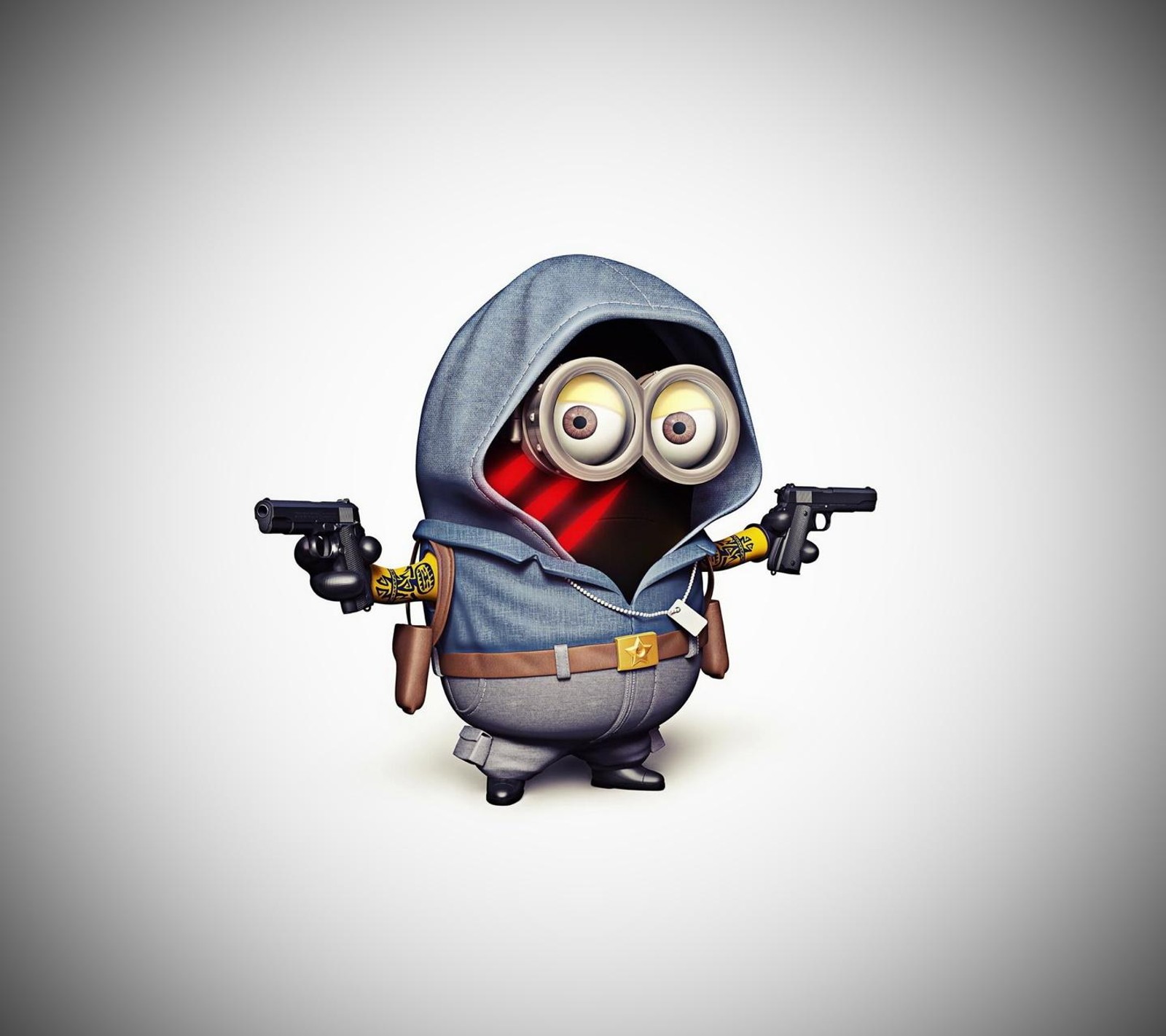 funny, gun, guns, minion, ninja wallpaper