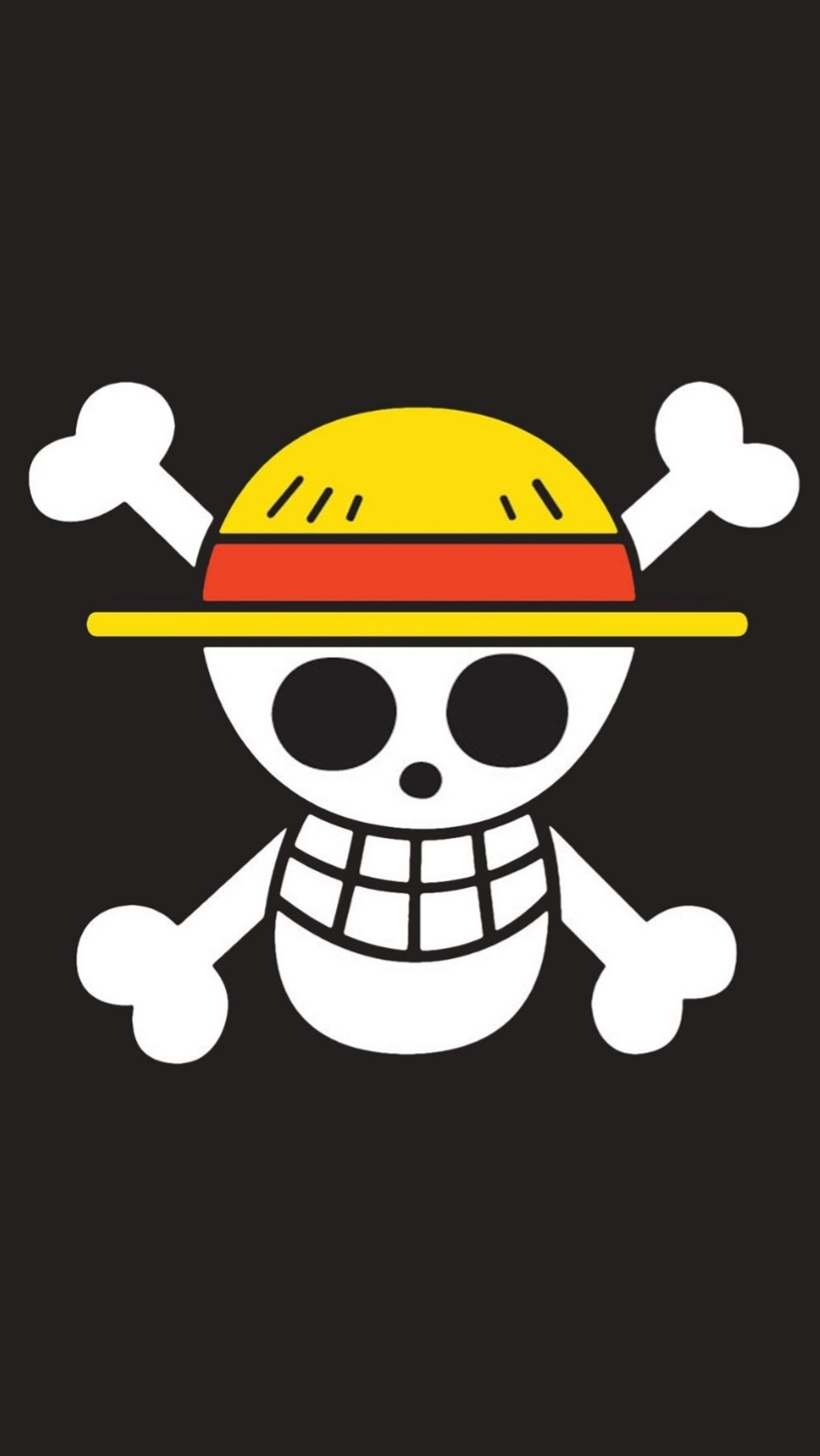 Um crânio de pirata de desenho animado com um chapéu e ossos cruzados (luffy, um, peça, one piece, onepiece)