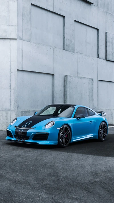 Modified Techart Porsche 911 Carrera Supercar in Vibrant Blue