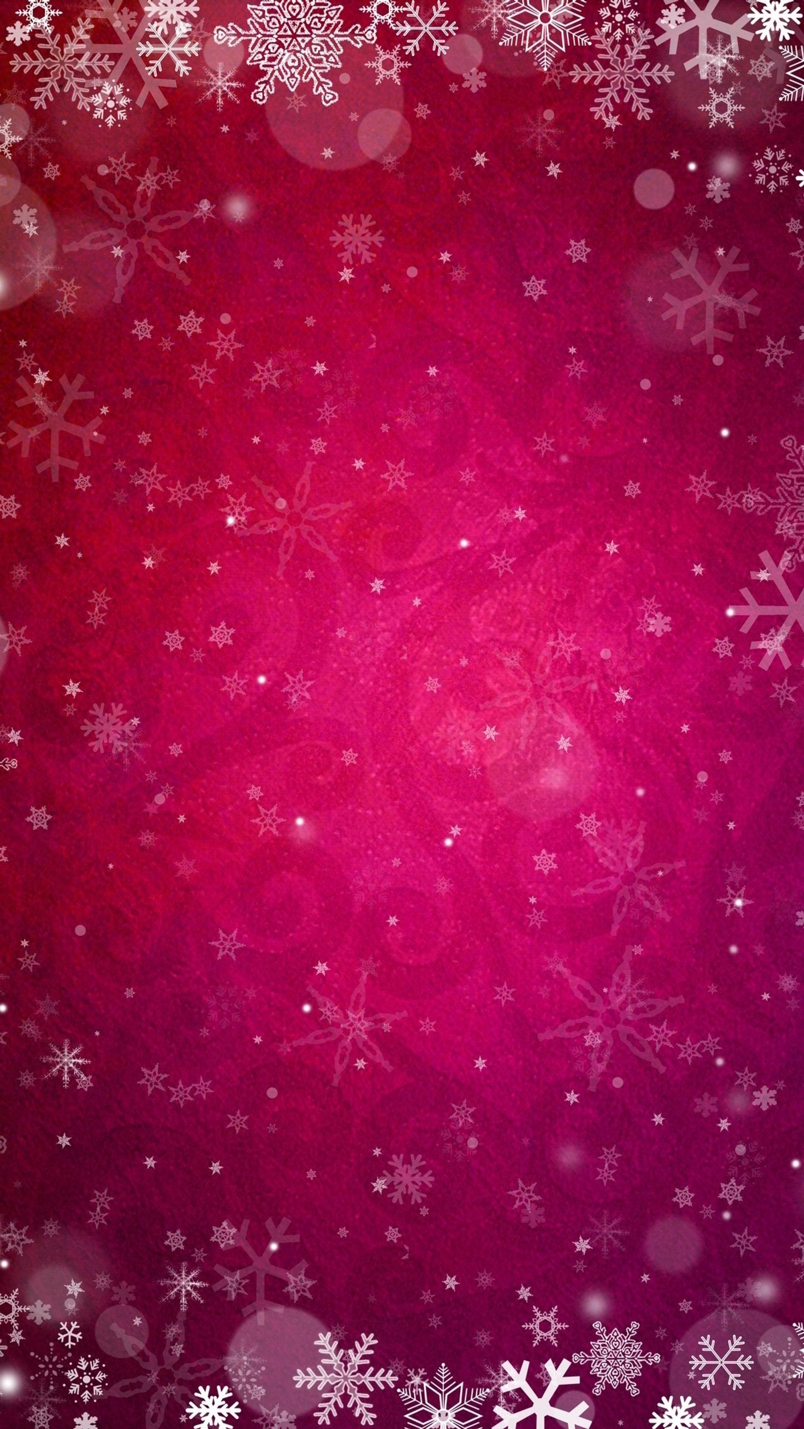 A red background with snowflakes and stars in the middle (frost, lock screen, pink, snow, winter)