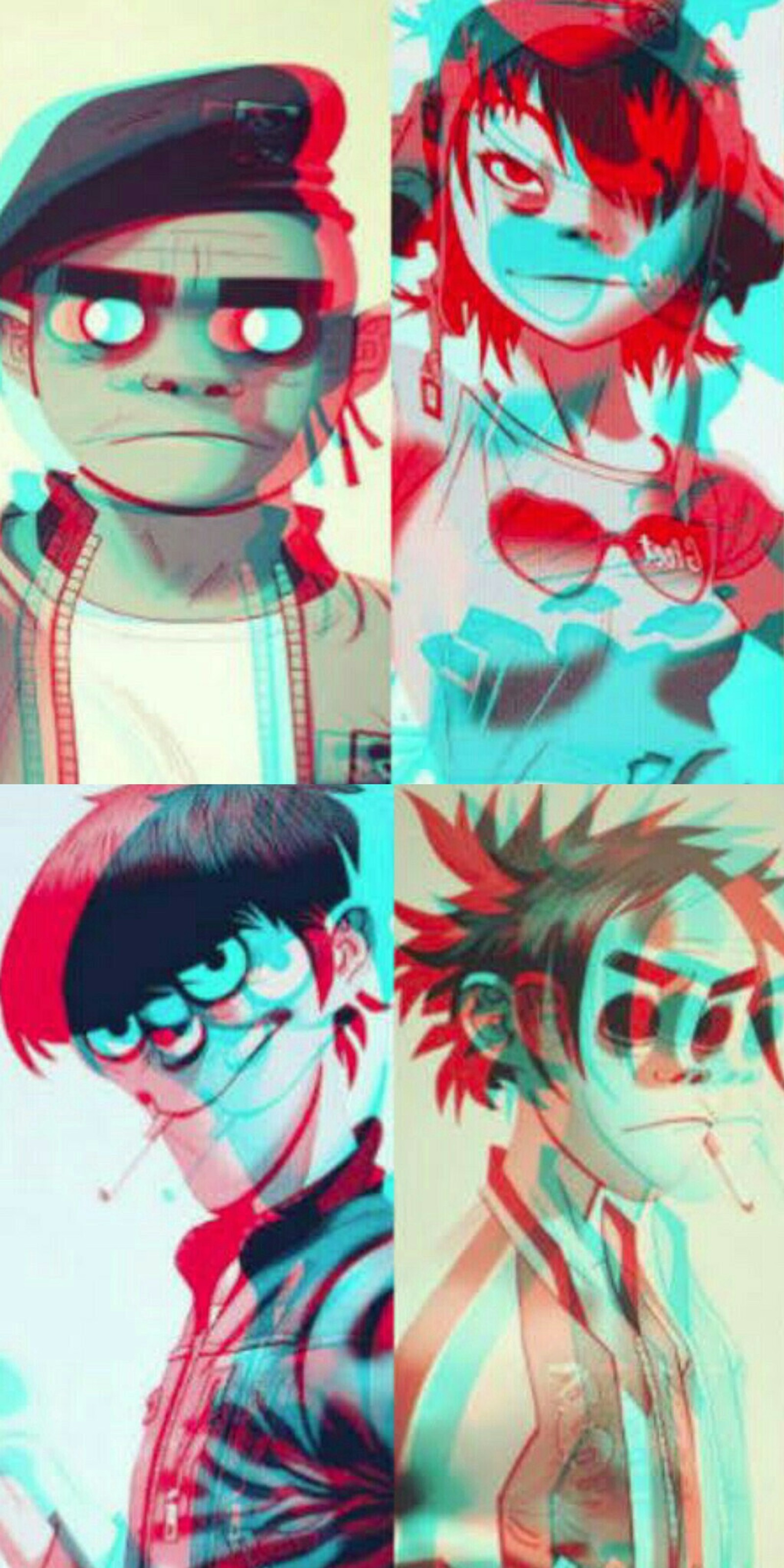 Descargar fondo de pantalla 2d, gorillaz, murdoc, noddle, russel