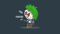 Playful Joker Illustration: Cartoon Supervillain with Green Hair and Mischievous Smile