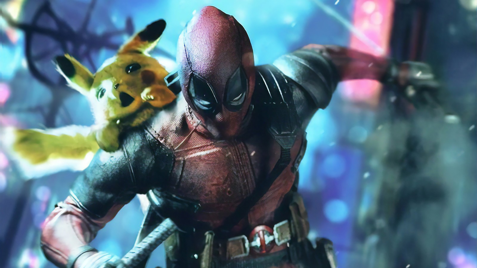 deadpool, pikachu, pokemon, marvel comics, comics wallpaper