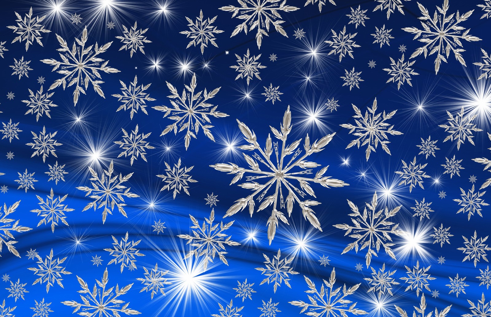 A blue background with snowflakes and stars (snowflake, christmas day, christmas ornament, blue, pattern)