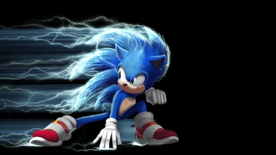 Sonic el Erizo dinámico en movimiento, irradiando energía y emoción.