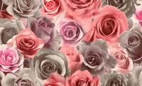 Elegant Pink and Grey Garden Roses in Floral Arrangement