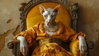 Gato Sphynx Realeza: Arte Digital de um Trono Felino Regal