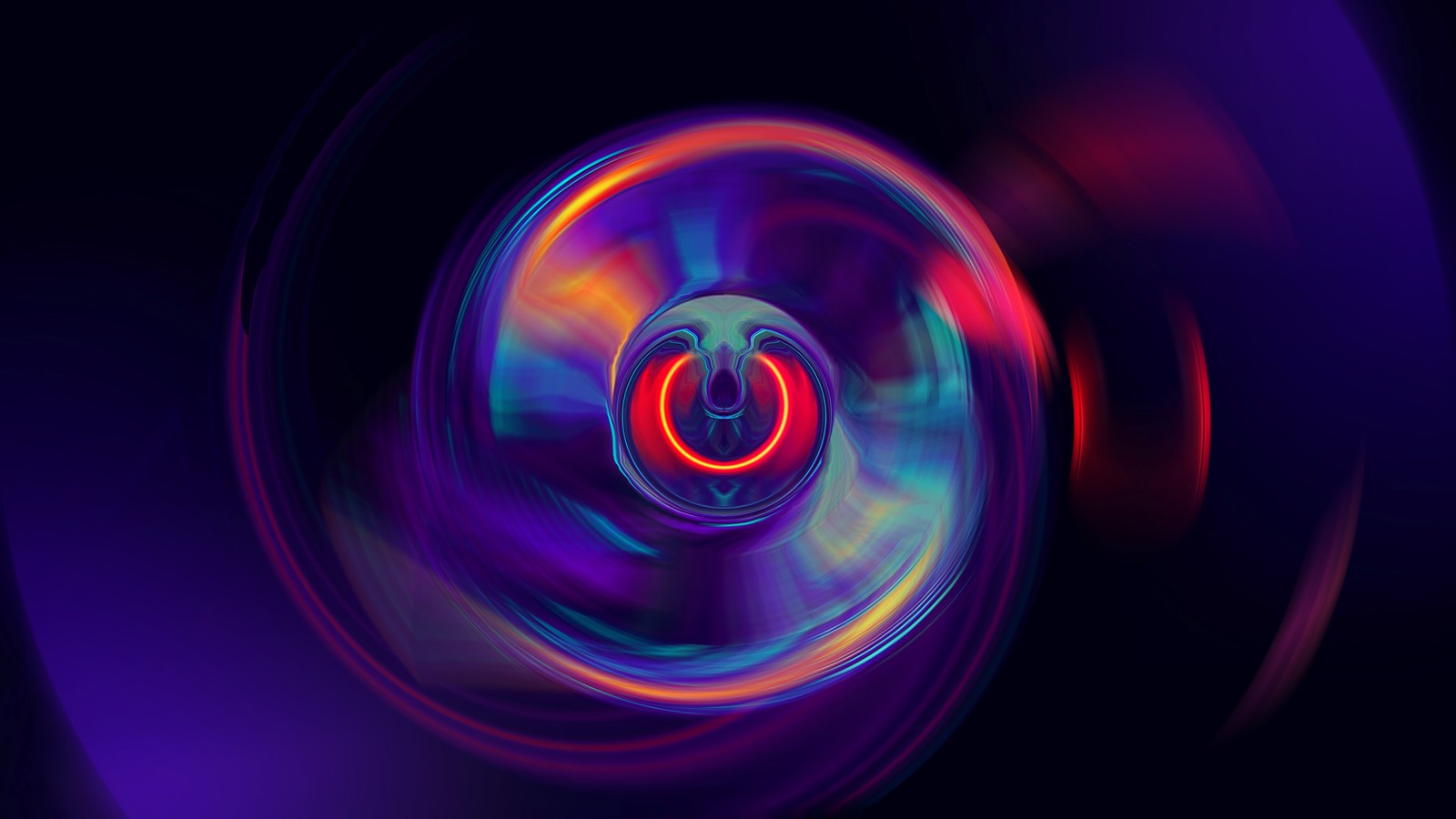 A close up of a colorful object with a black background (abstract, digital art)