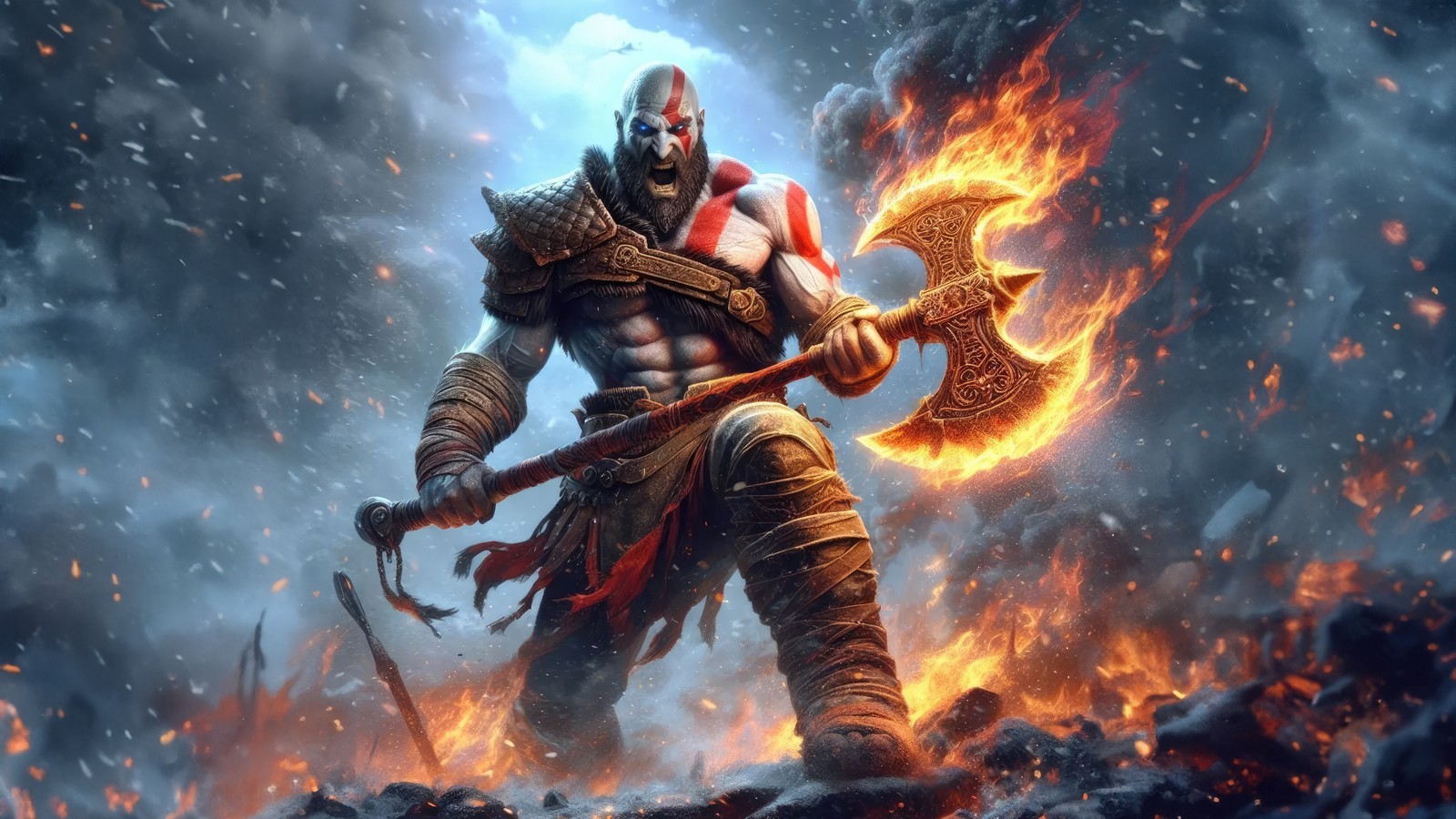 Download kratos, god of war, games, 4k wallpaper for free