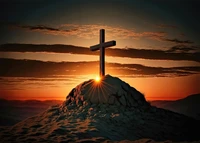 christian cross, ai art, sunset, jesus cross, graphics cgi wallpaper