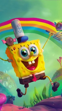 мультфильм, радуга, губка боб, spongebob