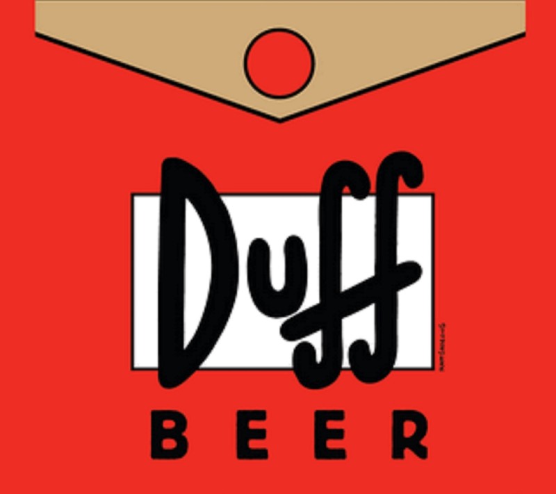 Логотип пива дафф на красном фоне (барни, даф, duff, duff beer, гомер)