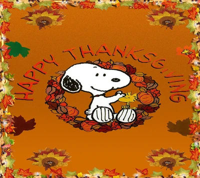 frohes erntedankfest, blätter, snoopy, thanksgiving