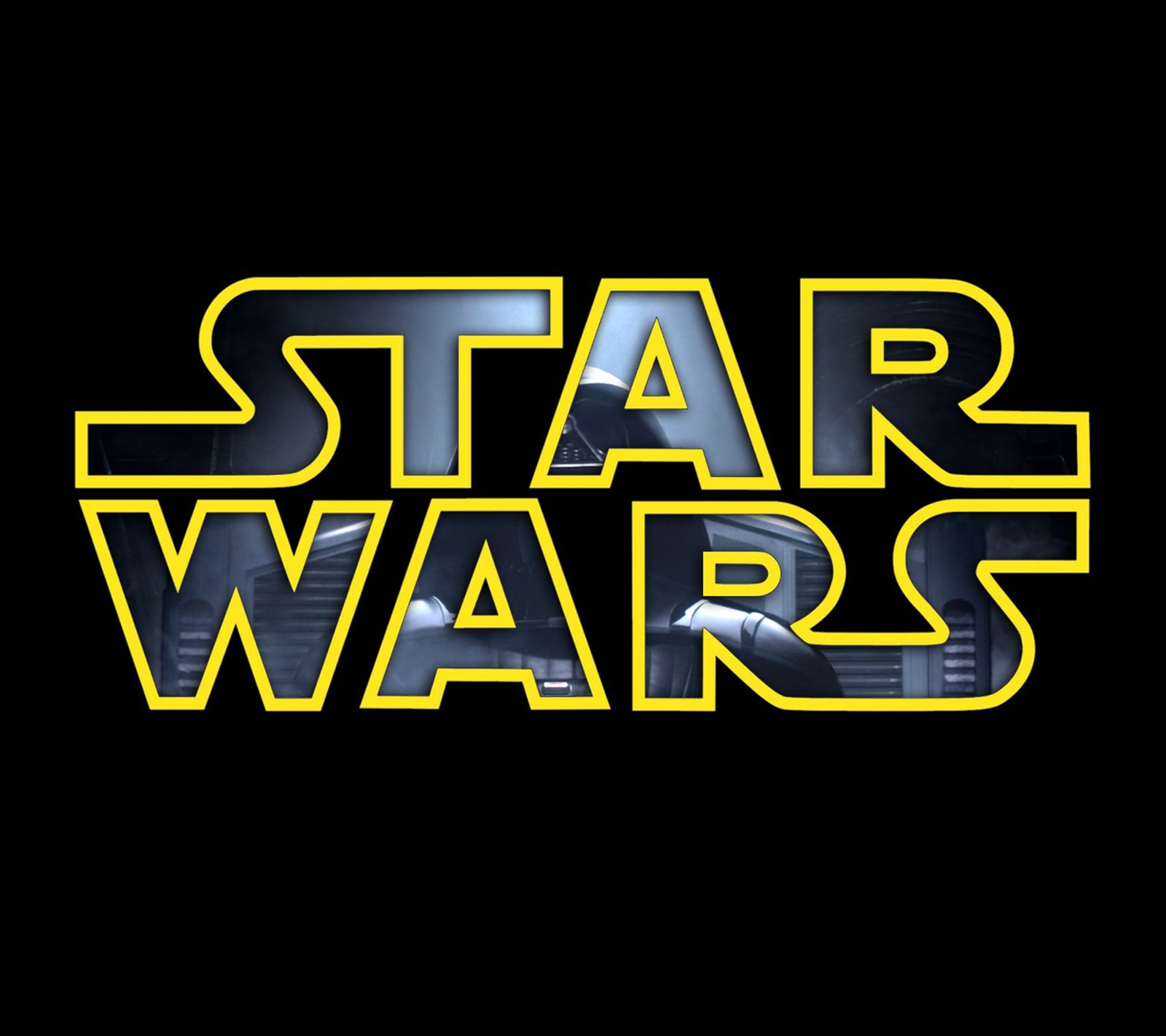 Star wars logo with a spaceship in the background (galaxy, samsung, star, wars)