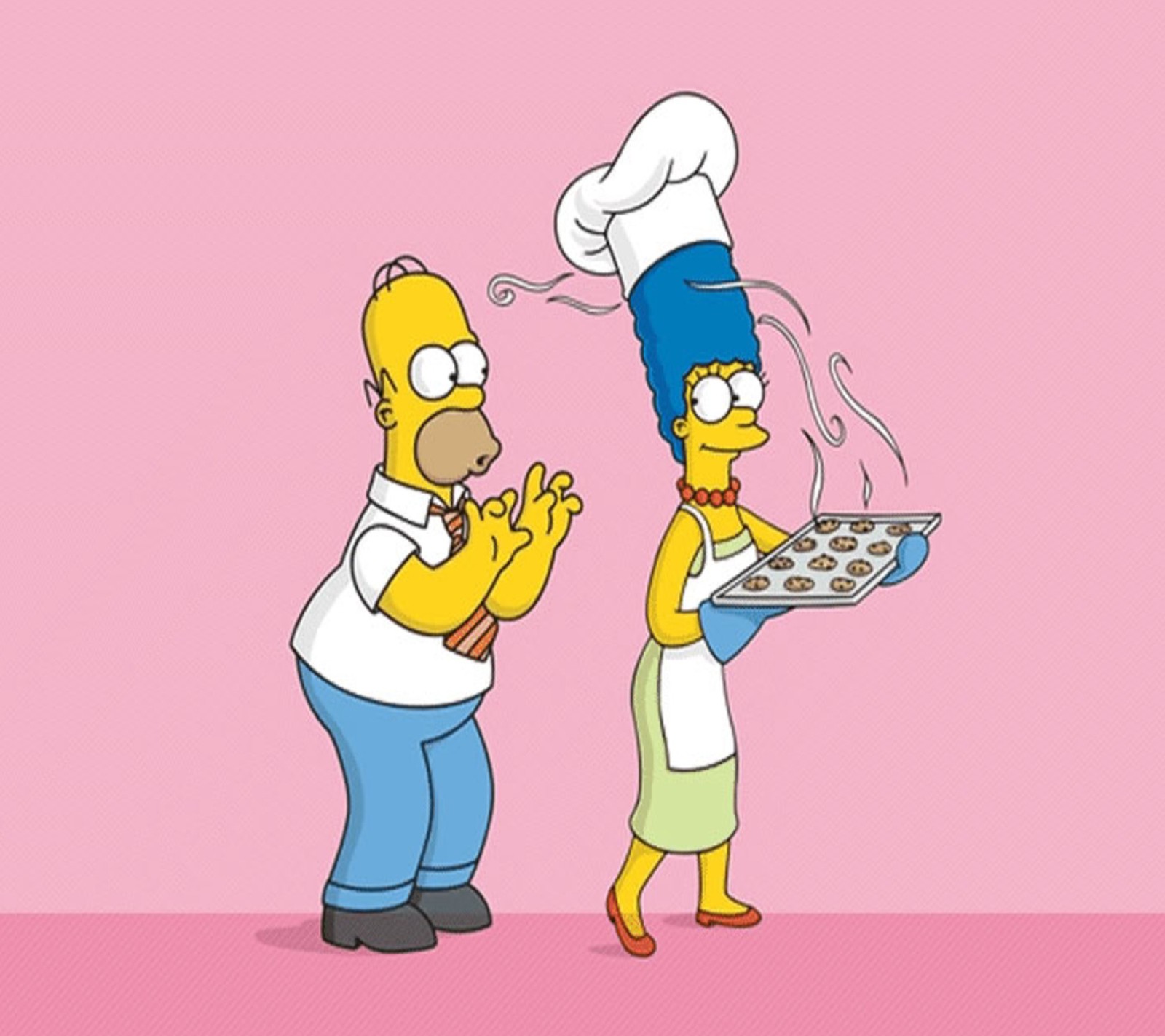 Un dibujo animado de un hombre y una mujer cocinando juntos (dibujos animados, simpsons)